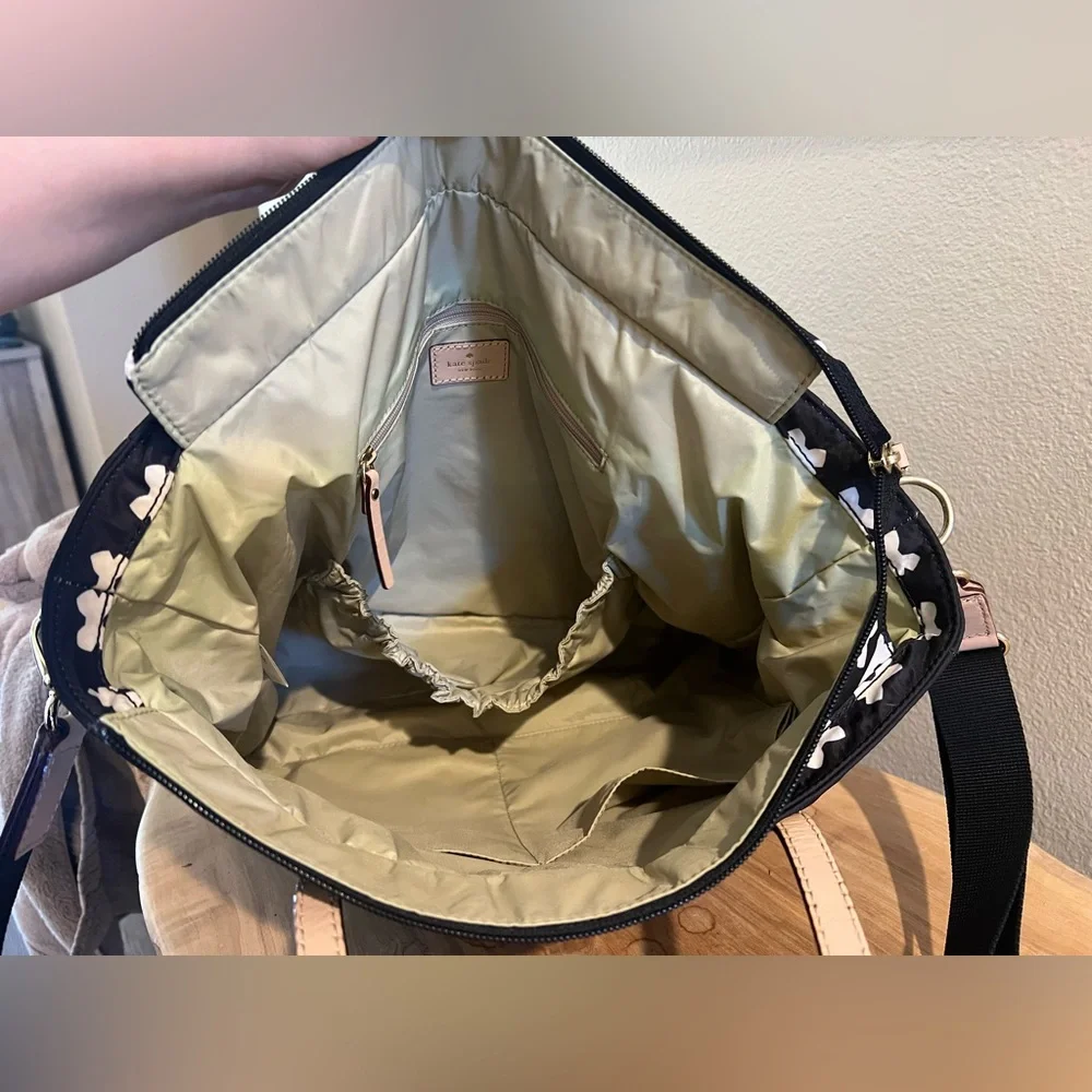 Kate Spade Black and White Baby Bag with Bow Pattern